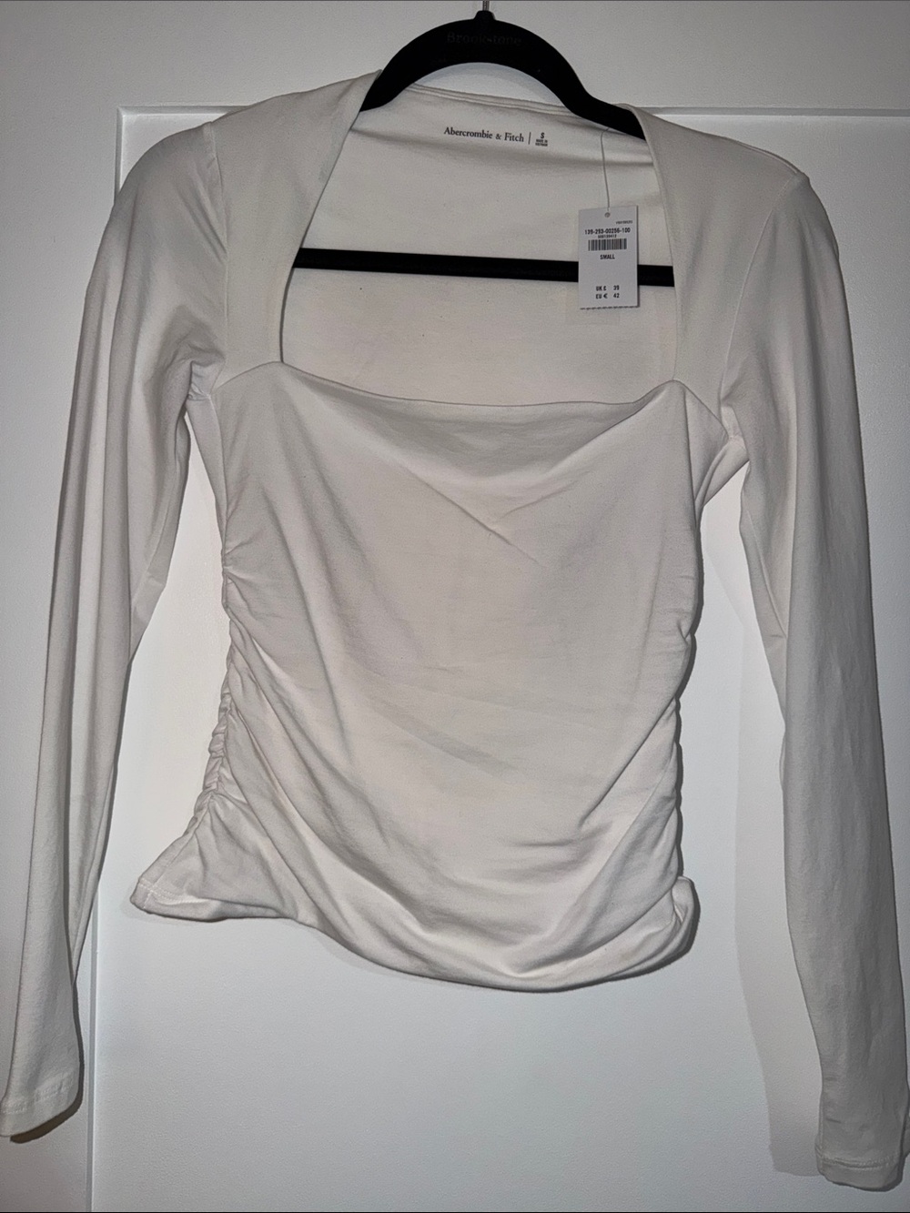 Abercrombie & Fitch Cream Square Neck Long Sleeve Top